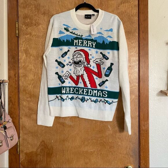 NWT Pacsun Merry Wreckedmas Rick and Morty Sweater - Picture 2 of 6